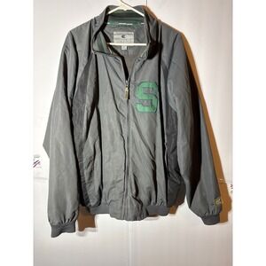 Colosseum Athletics Spartans Michigan State Mens Jacket L‎ Gray Green Full Zip